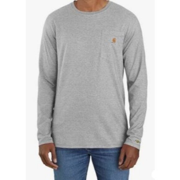 Carhartt Loose Fit Size Large T-Shirt Pocket Work Shirt Crewneck Long Sleeve Gra - Picture 1 of 6